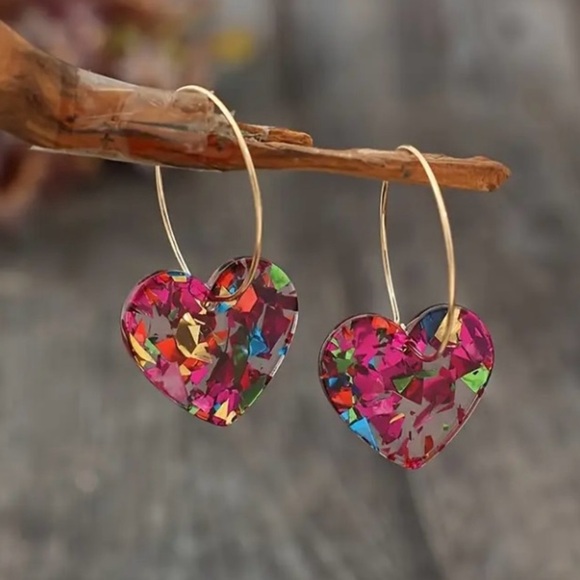 Zara Jewelry - ✨Zara Murano Pink Heart Earrings